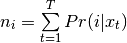 n_i=\sum\limits_{t=1}^T Pr(i | x_t)
