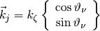 \vec k_j = k_{\zeta} \left\{ \begin{array}{c} \cos \vartheta_{\nu} \\ \sin \vartheta_{\nu} \end{array}\right\}