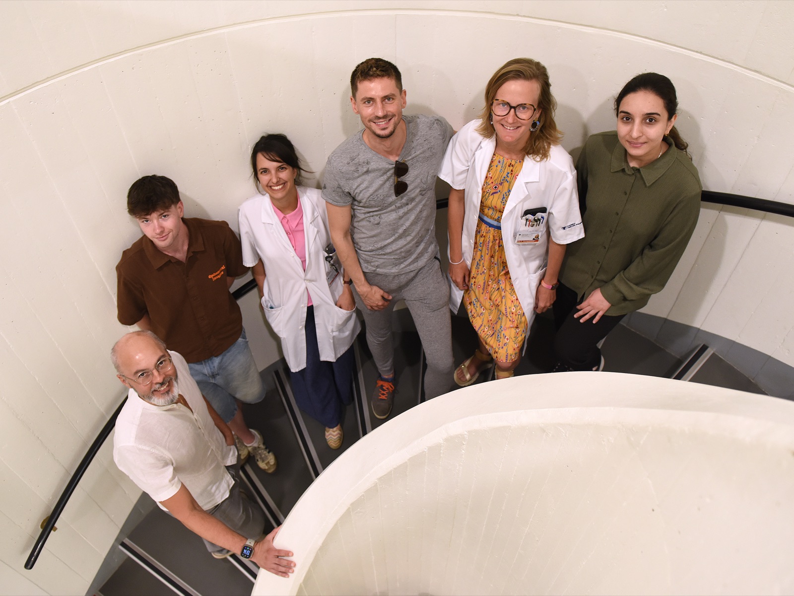The uveitis working group on the staircase at the Jules-Gonin Eye Hospital