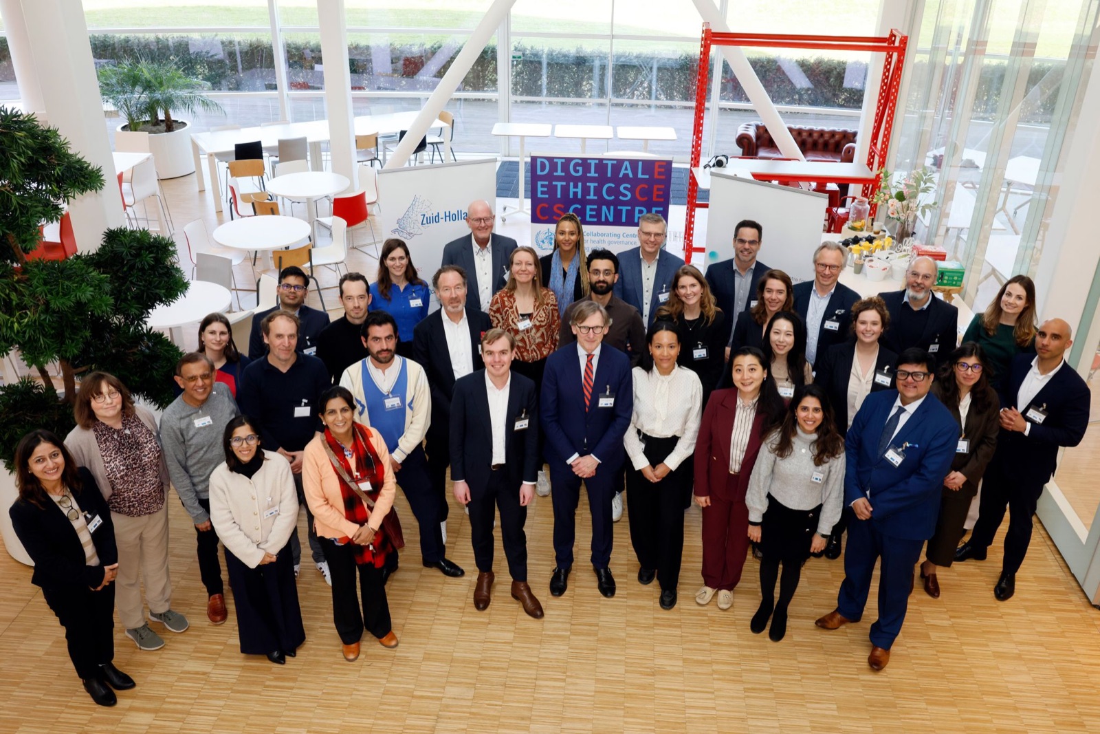 The participants gathered in the atrium of the Digital Ethics Centre at TU Delft