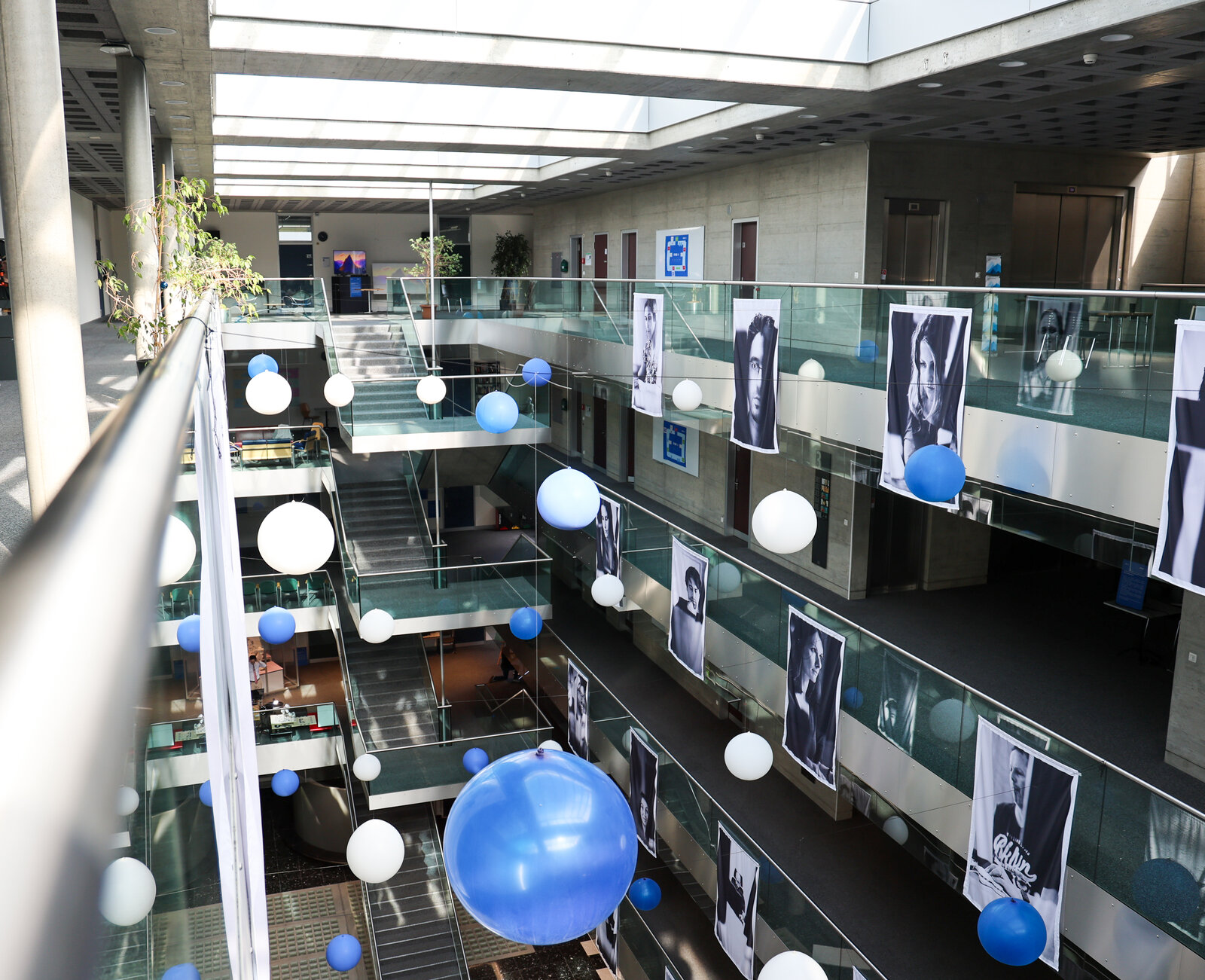 The Idiap atrium viewed from an upper floor